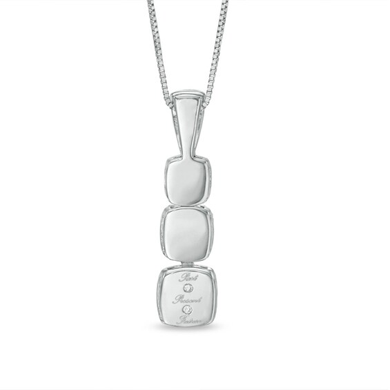 1/2 CT. T.w. Diamond Past Present FutureÂ® Cushion Frame Pendant in 14K White Gold