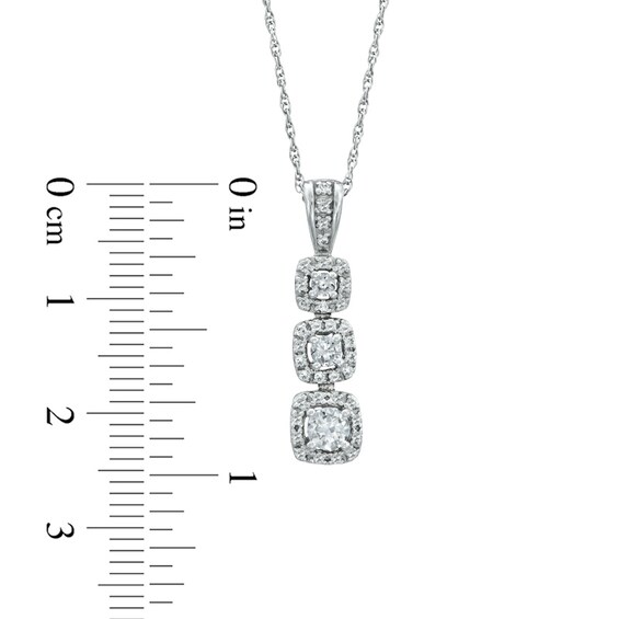 1/2 CT. T.w. Diamond Past Present FutureÂ® Cushion Frame Pendant in 14K White Gold