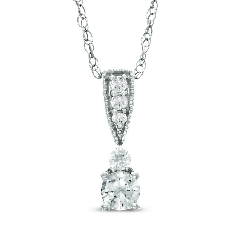 Main Image 1 of 1/2 CT. T.W. Diamond Drop Pendant in 14K White Gold