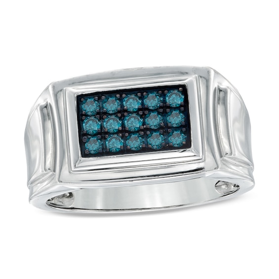 1/2 CT. T.w. Enhanced Blue Diamond Ring in Sterling Silver