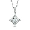 Thumbnail Image 1 of 1/2 CT. T.W. Diamond Concave Square Pendant in 10K White Gold