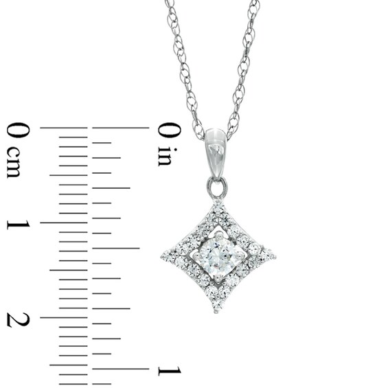 1/2 CT. T.w. Diamond Concave Square Pendant in 10K White Gold