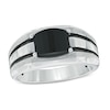 Thumbnail Image 1 of Barrel-Cut Onyx Comfort Fit Ring in Sterling Silver