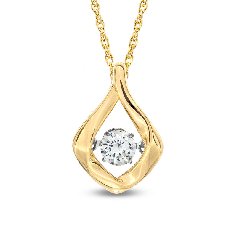 1/5 CT. Diamond Solitaire Flame Pendant in 10K Gold