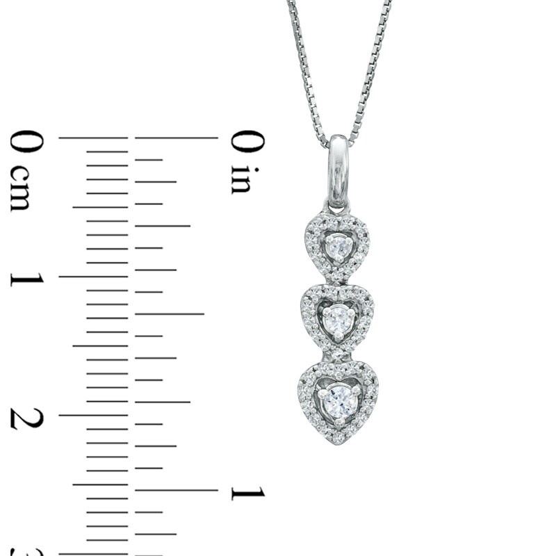 Main Image 3 of 1/5 CT. T.W. Diamond Past Present Future® Heart Frame Pendant in 10K White Gold