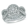 Thumbnail Image 1 of 2 CT. T.W. Diamond Cluster Bridal Set in 14K White Gold