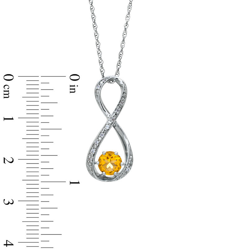 5.5mm Citrine and Diamond Accent Infinity Pendant in Sterling Silver