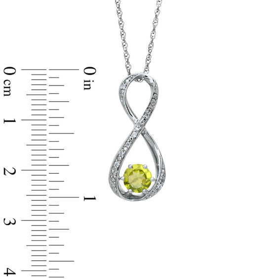 5.5mm Peridot and Diamond Accent Infinity Pendant in Sterling Silver