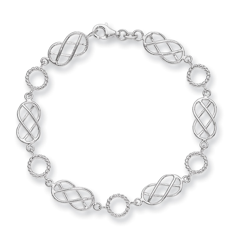 Main Image 1 of Woven Station Bracelet in Sterling Silver - 7.25"