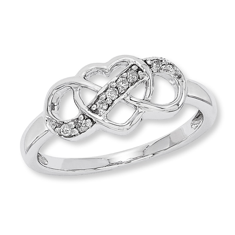 Diamond Accent Infinity with Heart Ring in Sterling Silver