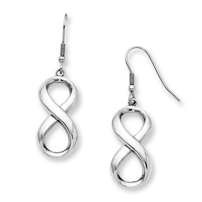 Stainless Steel Linear Swirl French Wire Earrings 
