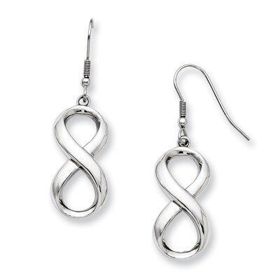 Stainless Steel Linear Swirl French Wire Earrings Stainless Steel Linear Swirl French Wire Earrings