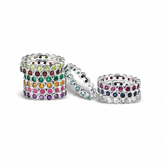 Stackable Expressions™ Bezel-Set Large Garnet Eternity Style Ring in Sterling Silver Stackable Expressions™ Bezel-Set Large Garnet Eternity Style Ring in Sterling Silver