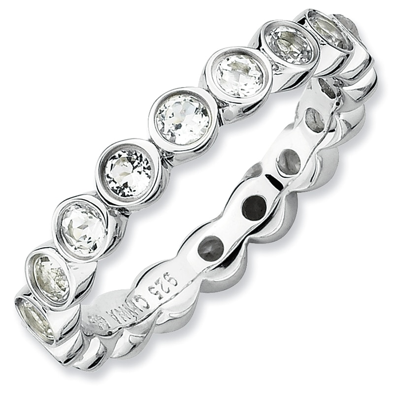 Stackable Expressions™ Bezel-Set Large White Topaz Eternity Style Ring in Sterling Silver