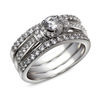 Thumbnail Image 1 of 1 CT. T.W. Diamond Collar Three Piece Bridal Set in 10K White Gold