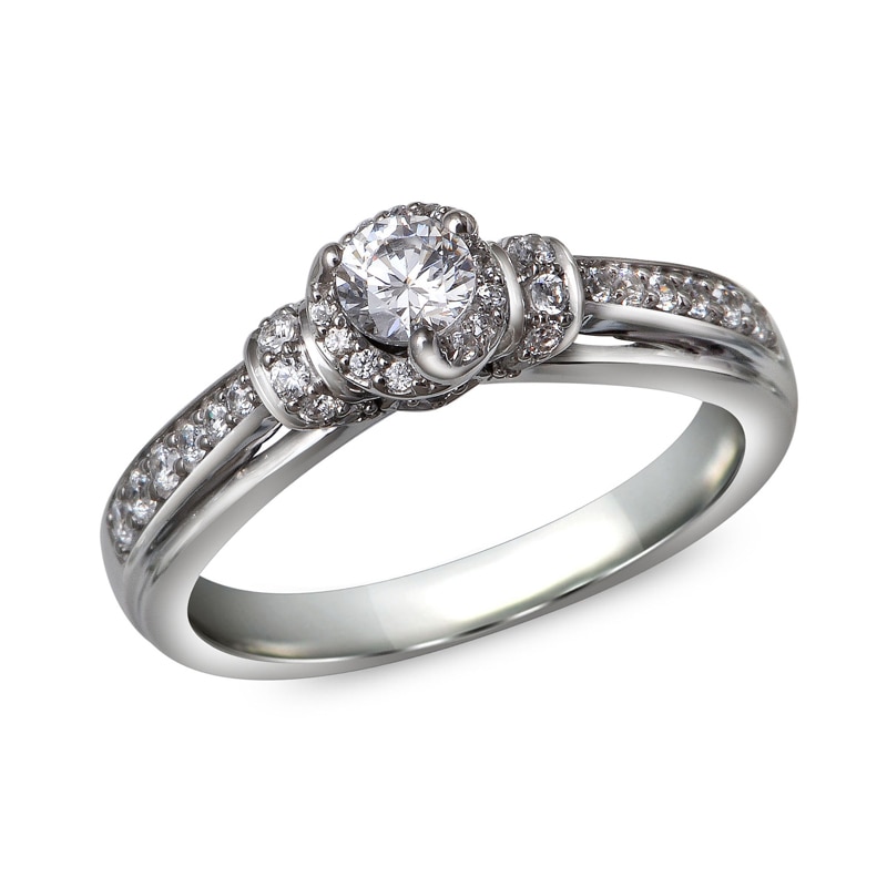 Main Image 2 of 1 CT. T.W. Diamond Collar Three Piece Bridal Set in 10K White Gold