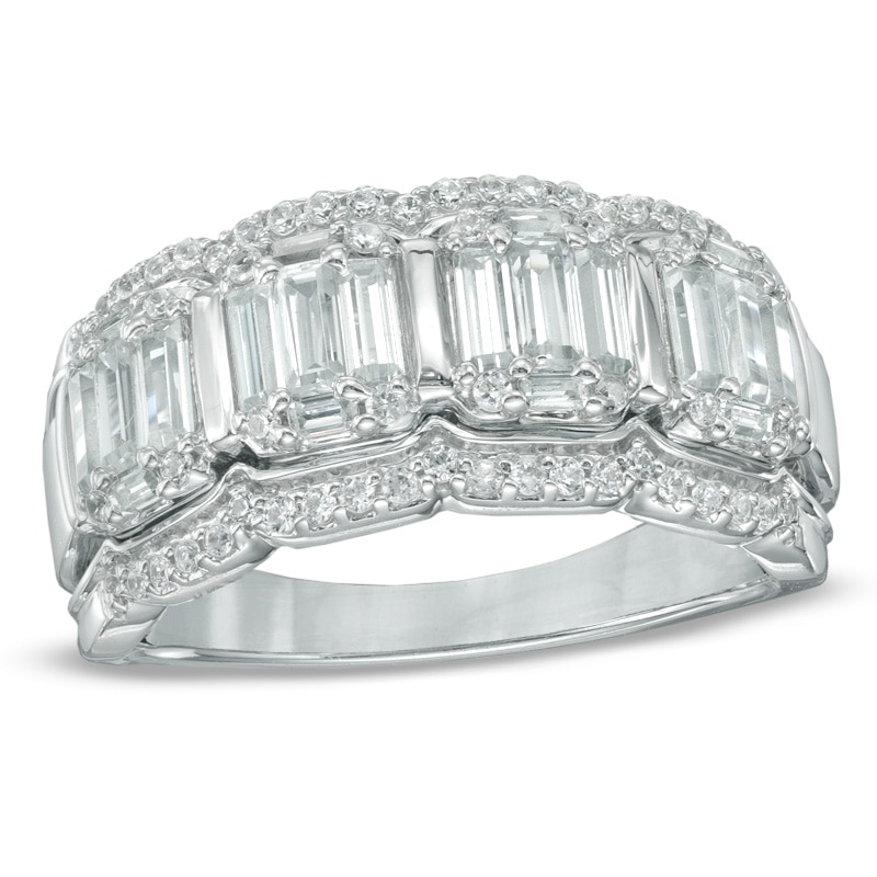 Main Image 1 of 1 CT. T.W. Multi-Baguette Diamond Five Stone Anniversary Band in 14K White Gold