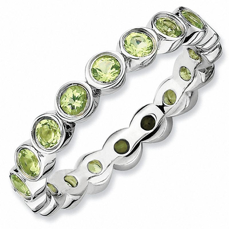Stackable Expressions™ Bezel-Set Large Peridot Eternity Band in Sterling Silver