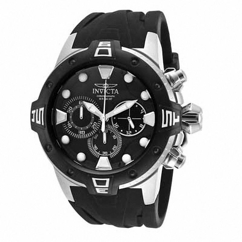 Men's Invicta Excursion Chronograph Strap Watch with Black Dial (Model: 14085)