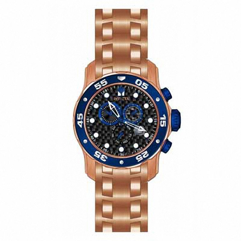 Men's Invicta Pro Diver Rose-Tone Watch with Black Carbon Fibre Dial (Model: 15109)