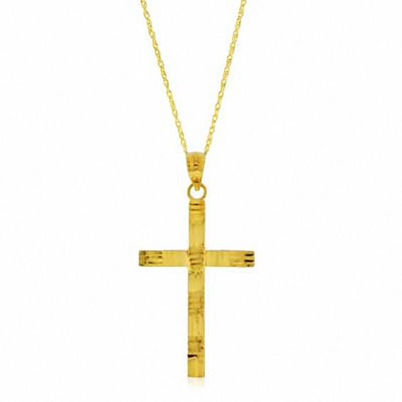 Diamond-Cut Cross Pendant in 10K Gold