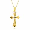 Thumbnail Image 1 of Diamond-Cut Beaded Cross Pendant in 10K Two-Tone Gold