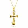 Thumbnail Image 0 of Diamond-Cut Beaded Cross Pendant in 10K Two-Tone Gold