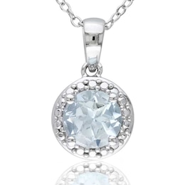 7.0mm Aquamarine Pendant in Sterling Silver