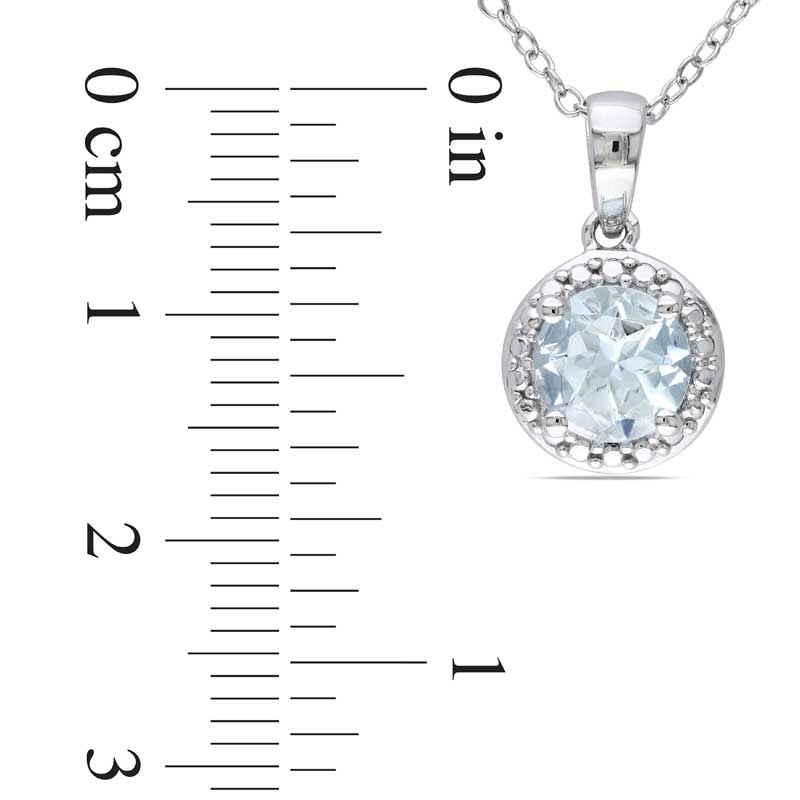 7.0mm Aquamarine Pendant in Sterling Silver