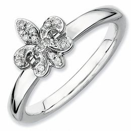Stackable Expressions™ Diamond Accent Fleur-De-Lis Ring in Sterling Silver