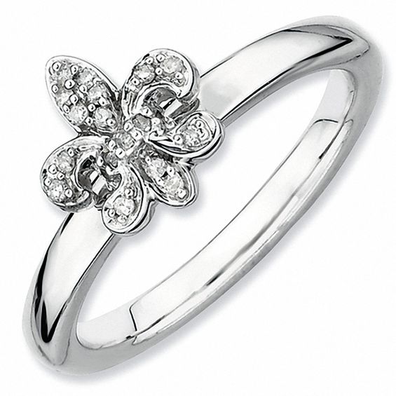 Stackable Expressionsâ¢ Diamond Accent Fleur-De-Lis Ring Sterling Silver