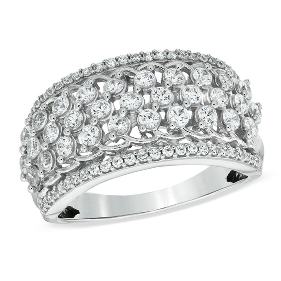 1 CT. T.w. Diamond Multi-Row Anniversary Band in 10K White Gold