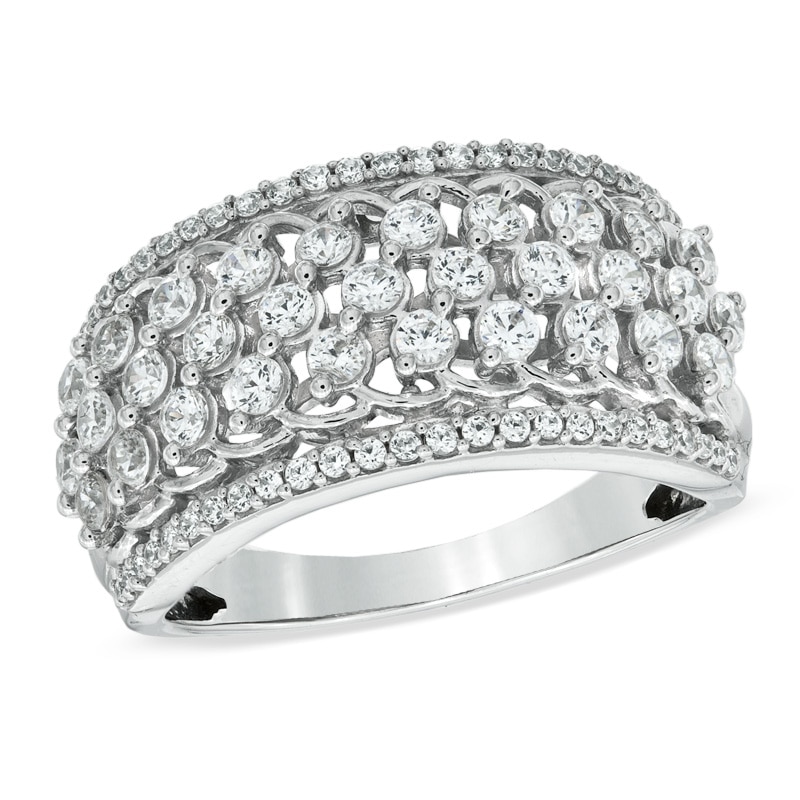 1 CT. T.W. Diamond Multi-Row Anniversary Band in 10K White Gold