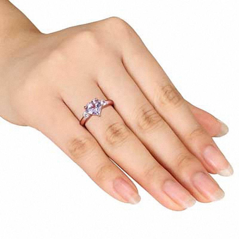 8x8mm Amethyst Heart-Shaped Solitaire Ring