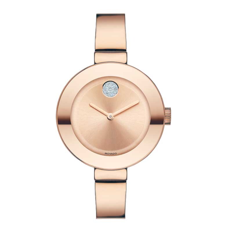 Main Image 1 of Ladies' Movado Bold® Crystal Accent Rose-Tone Bangle Watch (Model: 3600202)