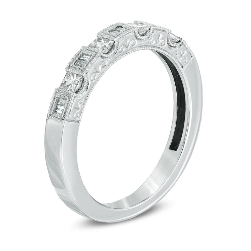 Main Image 2 of 3/8 CT. T.W. Diamond Art Deco-Inspired Wedding Band in 14K White Gold