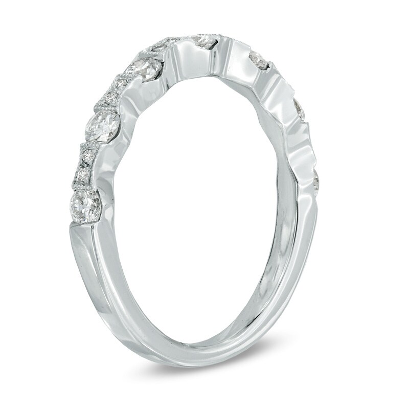 Main Image 2 of 5/8 CT. T.W. Diamond Vintage-Style Wedding Band in 14K White Gold