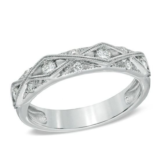 1/3 CT. T.w. Diamond Art Deco-Inspired Wedding Band in 10K White Gold