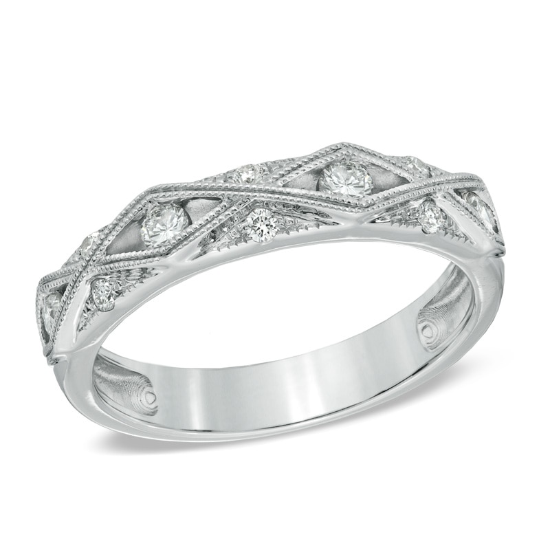 Main Image 1 of 1/3 CT. T.W. Diamond Art Deco-Inspired Wedding Band in 10K White Gold