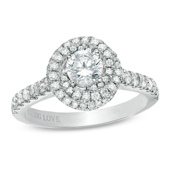 Vera Wang Love Collection 1 CT. T.w. Diamond Swirl Frame Engagement Ring in 14K White Gold