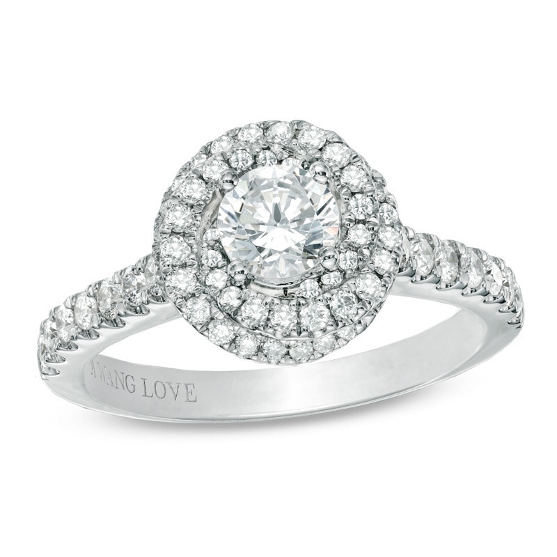 Main Image 1 of Vera Wang Love Collection 1 CT. T.W. Diamond Swirl Frame Engagement Ring in 14K White Gold