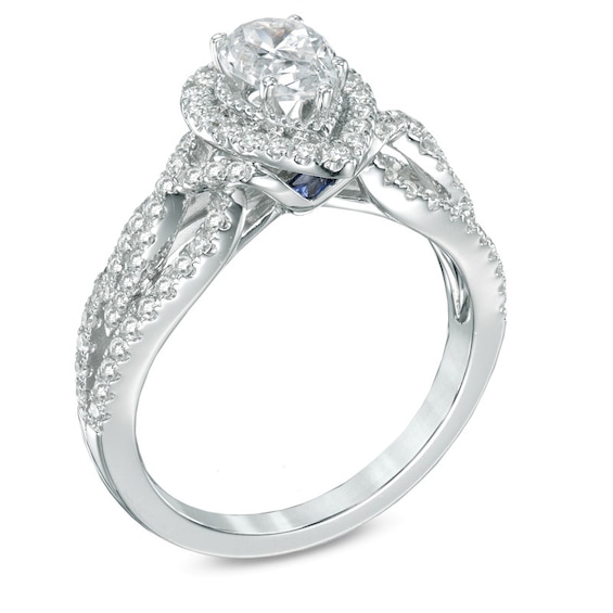 Vera Wang Love Collection 1 CT. T.w. Pear-Shaped Diamond Vintage-Style Ring 14K White Gold