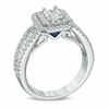 Thumbnail Image 2 of Vera Wang Love Collection 1-1/2 CT. T.W. Emerald-Cut Diamond Double Frame Engagement Ring in 14K White Gold