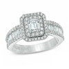 Thumbnail Image 1 of Vera Wang Love Collection 1-1/2 CT. T.W. Emerald-Cut Diamond Double Frame Ring in 14K White Gold