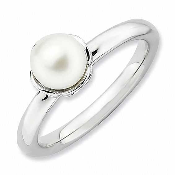 Stackable Expressionsâ¢ 6.0-6.5mm Freshwater Cultured Pearl Ring in Sterling Silver
