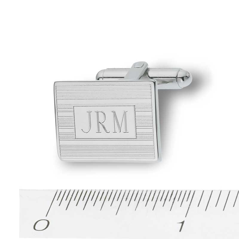 Men's Rectangular Cuff Links in Sterling Silver (14 Initials) Zales