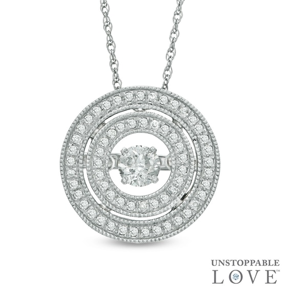 3/8 CT. T.w. Diamond Vintage-Style Double Frame Pendant in 10K White Gold