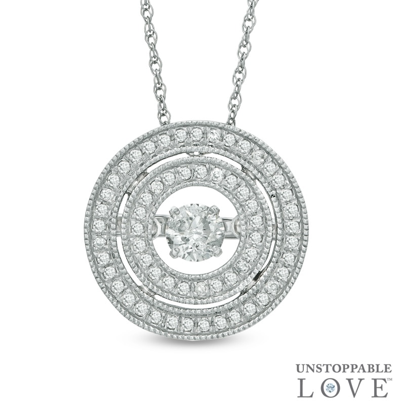 Main Image 1 of 3/8 CT. T.W. Diamond Vintage-Style Double Frame Pendant in 10K White Gold