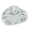 Thumbnail Image 0 of 1 CT. T.W. Diamond Three Stone Swirl Bridal Set in 14K White Gold