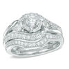 Thumbnail Image 1 of 1 CT. T.W. Diamond Three Stone Swirl Bridal Set in 14K White Gold
